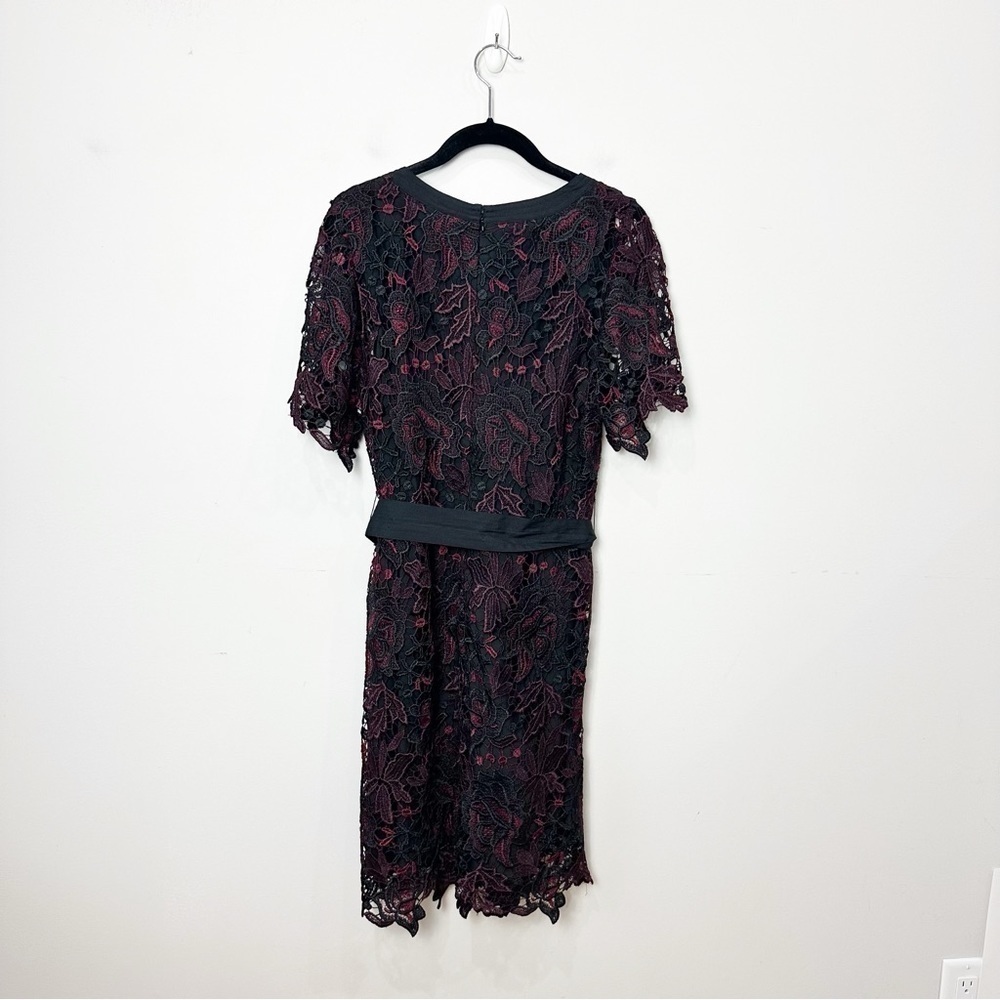 Kobi Halperin Lace Dress Black Red Belt Tie Short Sleeve Party Wedding Event - Picture 4 of 6